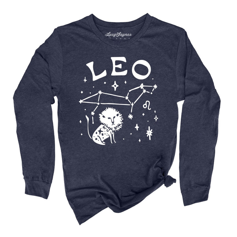 Leo Graphic Long Sleeve Tee - Heather Navy