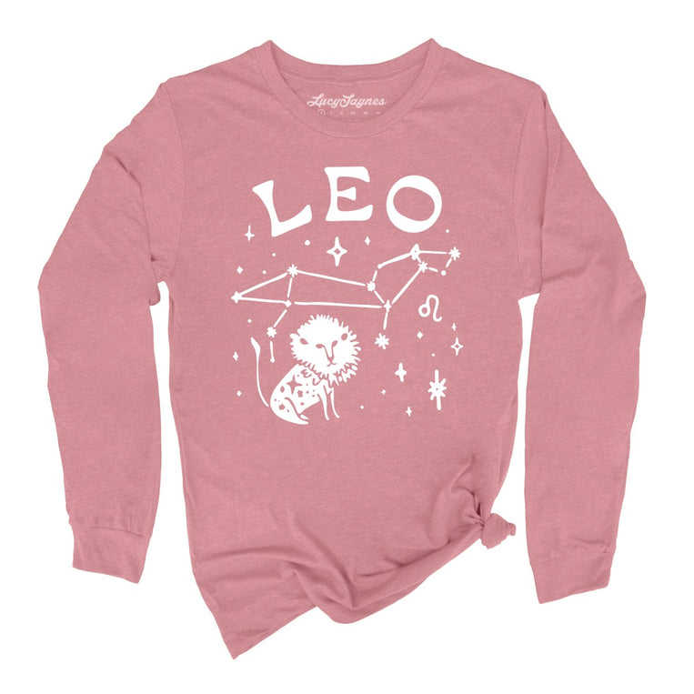 Leo Graphic Long Sleeve Tee - Heather Mauve
