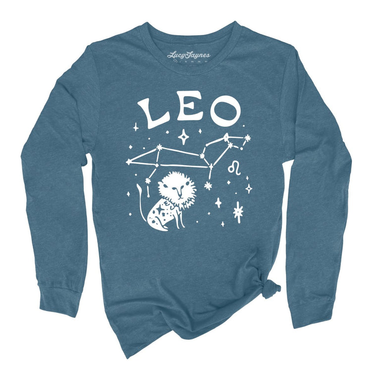 Leo Graphic Long Sleeve Tee - Heather Deep Teal