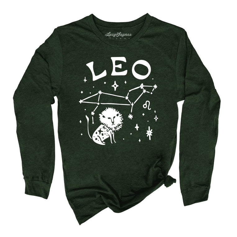 Leo Graphic Long Sleeve Tee - Heather Forest