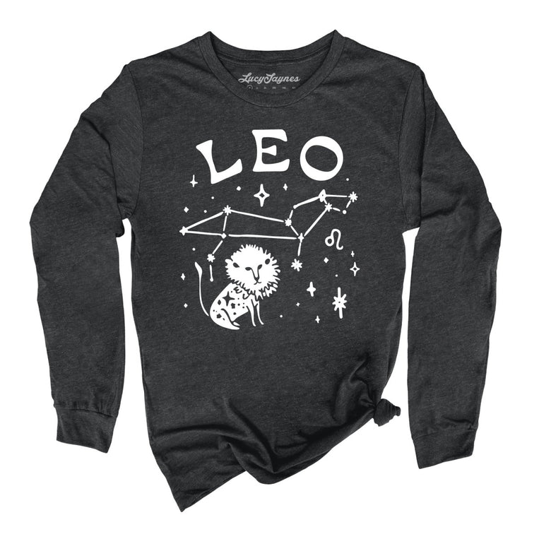 Leo Graphic Long Sleeve Tee - Dark Grey Heather
