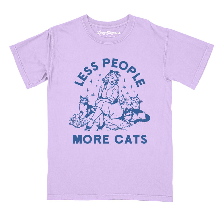 Less People More Cats Comfort Colors Graphic Tee - Orchid