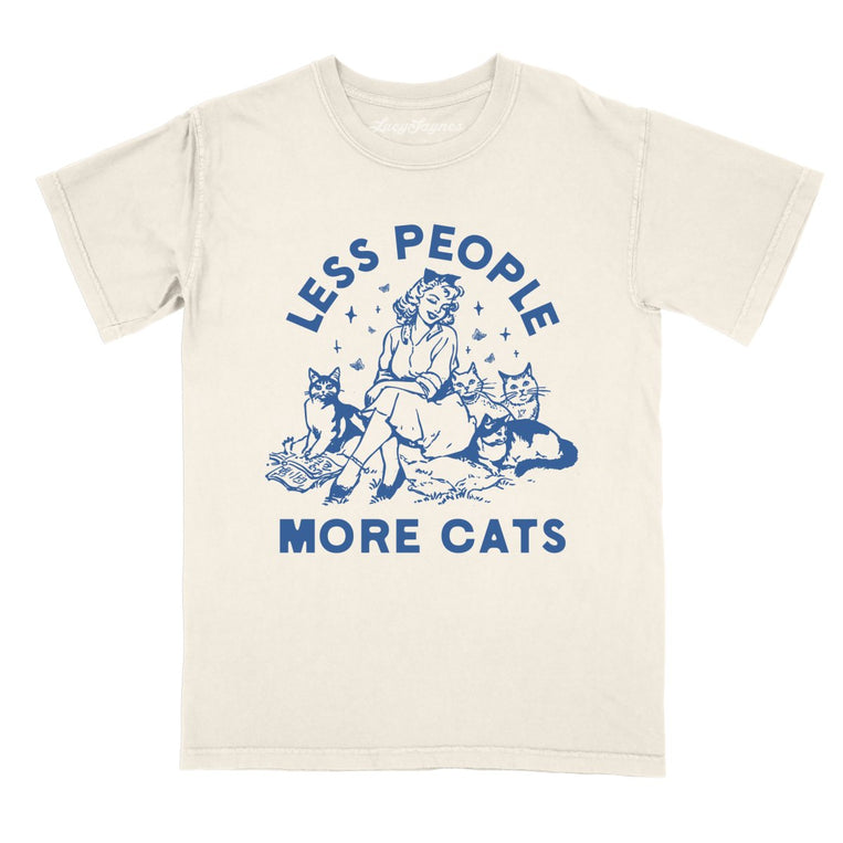 Less People More Cats Comfort Colors Graphic Tee - Ivory