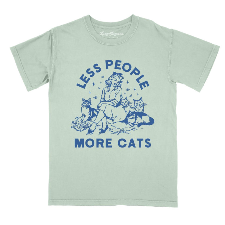 Less People More Cats Comfort Colors Graphic Tee - Bay