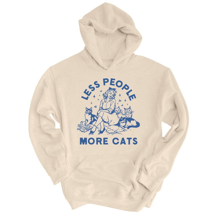 Less People More Cats Graphic Hoodie - Sand