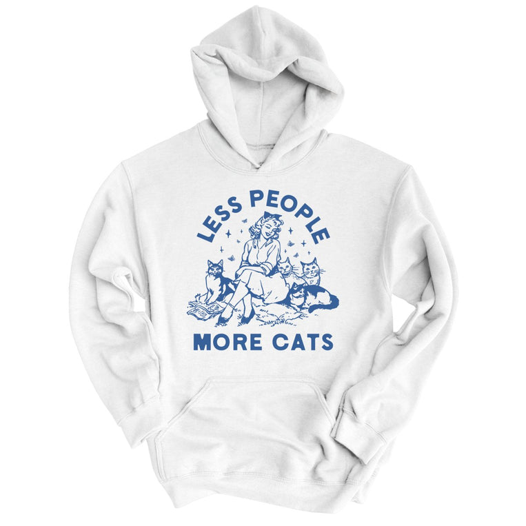 Less People More Cats Graphic Hoodie - White