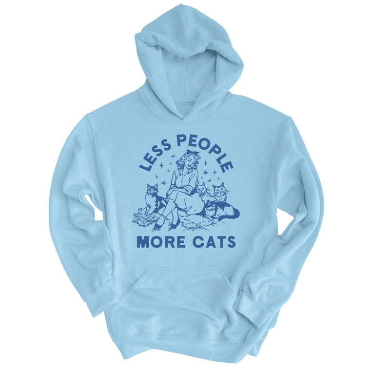 Less People More Cats Graphic Hoodie - Light Blue
