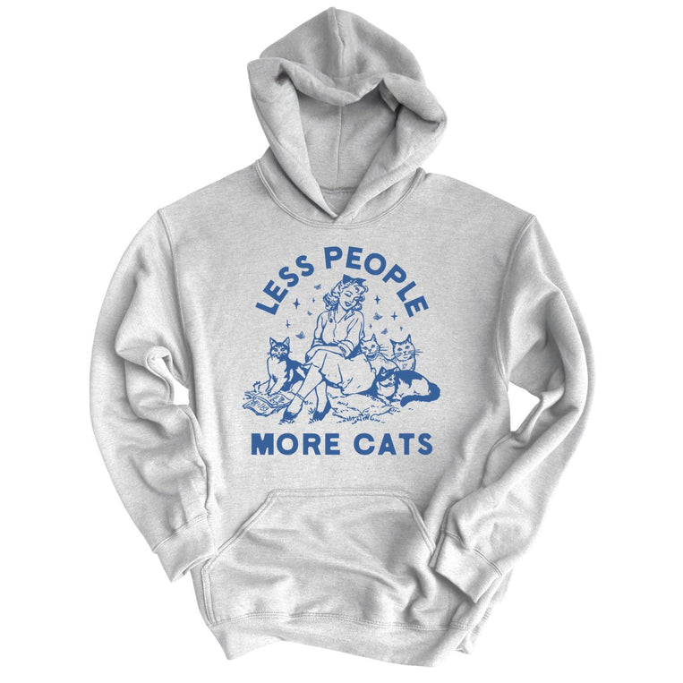 Less People More Cats Graphic Hoodie - Ash