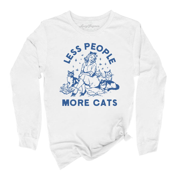 Less People More Cats Graphic Long Sleeve Tee