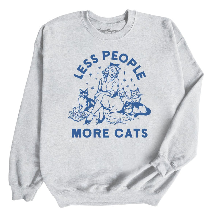 Less People More Cats Graphic Sweatshirt - Ash