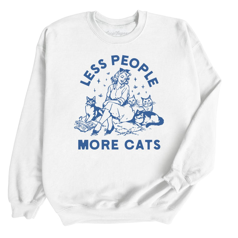Less People More Cats Graphic Sweatshirt - White