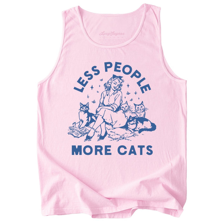 Less People More Cats Comfort Colors Graphic Tank Top