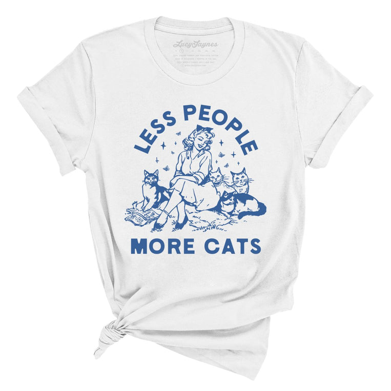Less People More Cats Graphic Tee - White