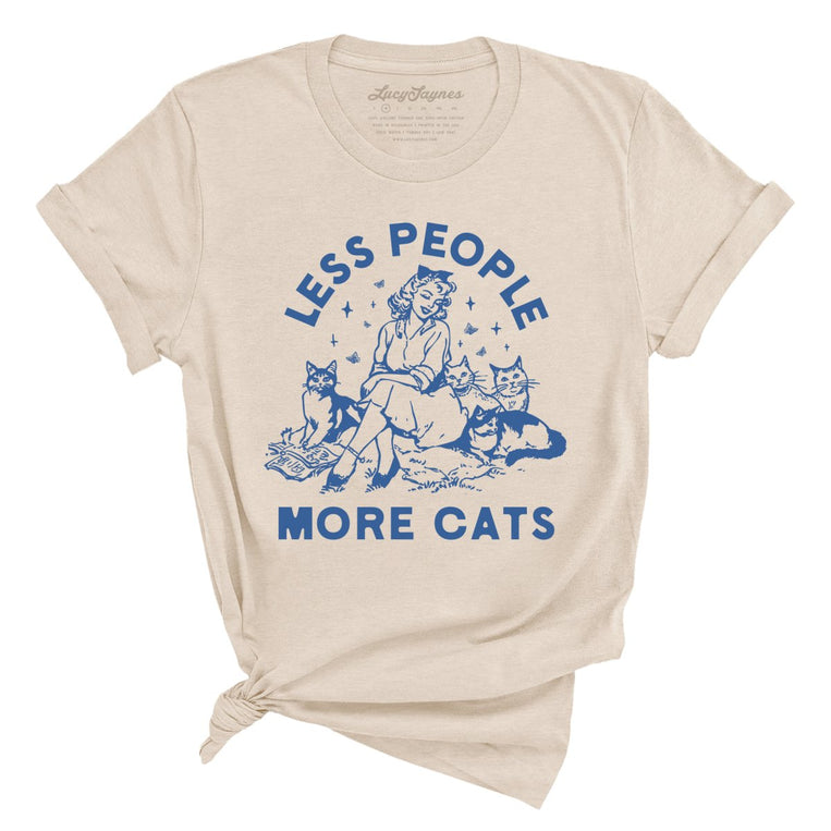 Less People More Cats Graphic Tee - Soft Cream