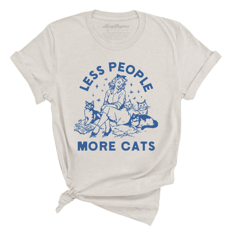 Less People More Cats Graphic Tee - Heather Dust