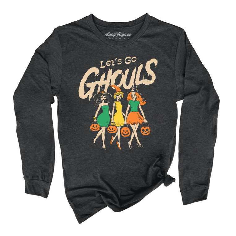 Let's Go Ghouls Graphic Long Sleeve Tee - Dark Grey Heather