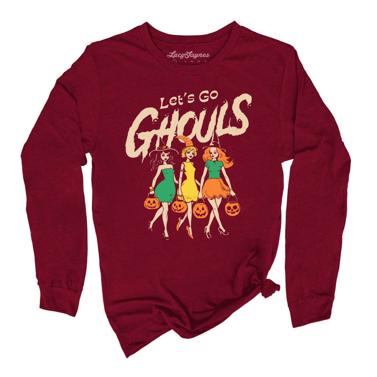 Let's Go Ghouls Graphic Long Sleeve Tee - Cardinal