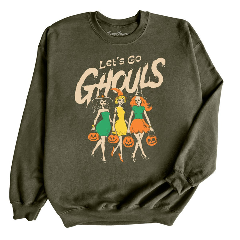 Let's Go Ghouls Graphic Sweatshirt - Military Green