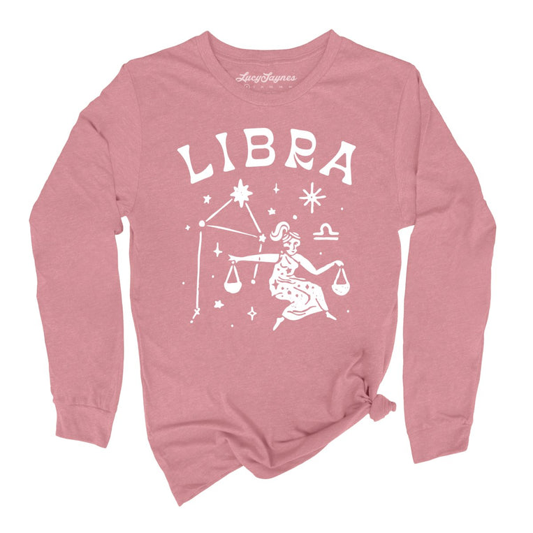 Libra Graphic Long Sleeve Tee - Heather Mauve