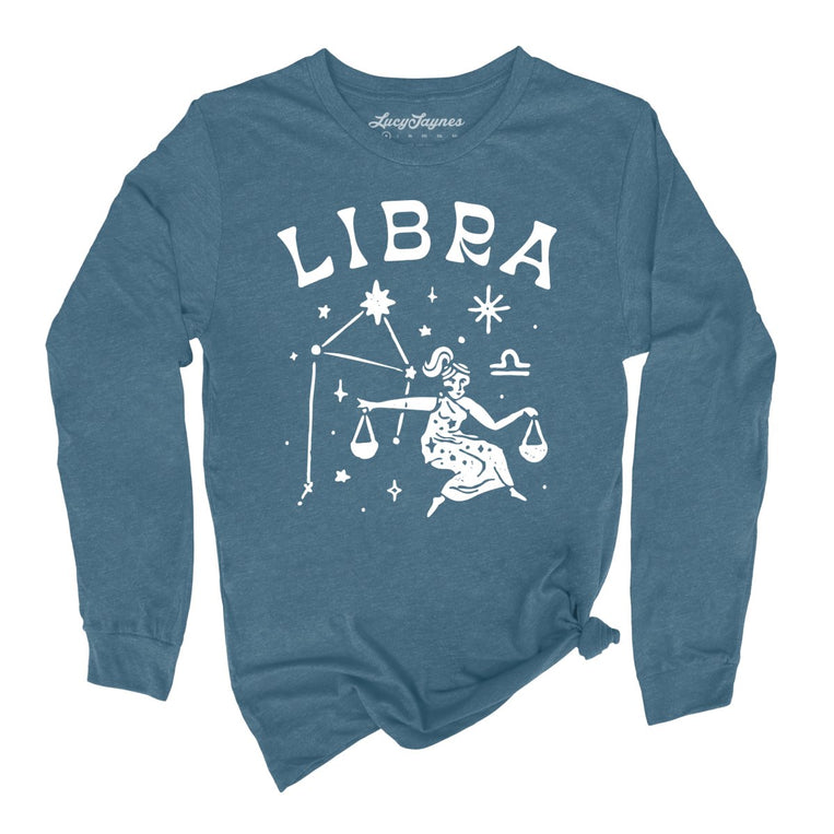 Libra Graphic Long Sleeve Tee - Heather Deep Teal