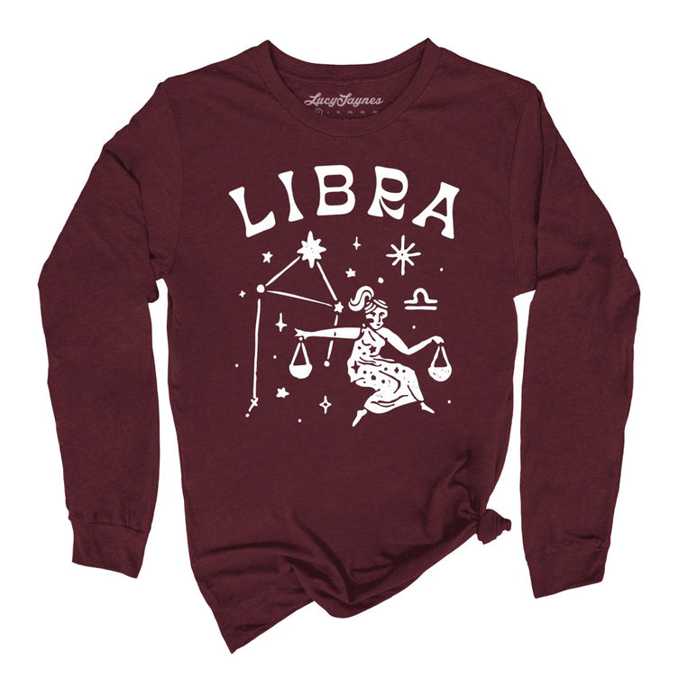 Libra Graphic Long Sleeve Tee - Maroon