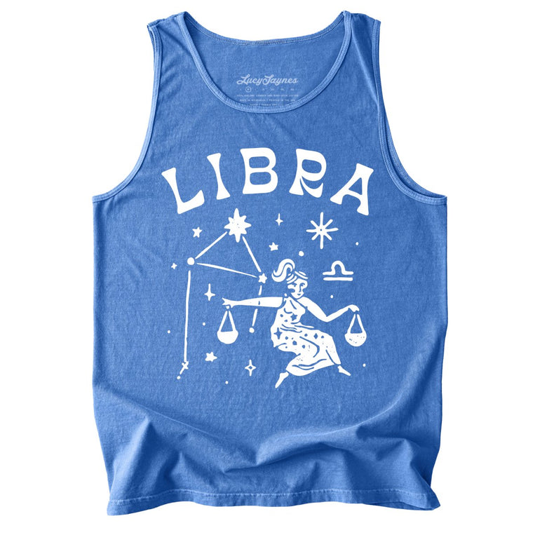 Libra Comfort Colors Graphic Tank Top - Flo Blue