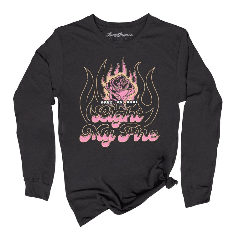 Light My Fire Graphic Long Sleeve Tee - Dark Grey