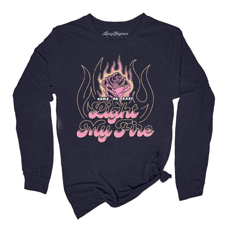 Light My Fire Graphic Long Sleeve Tee - Navy