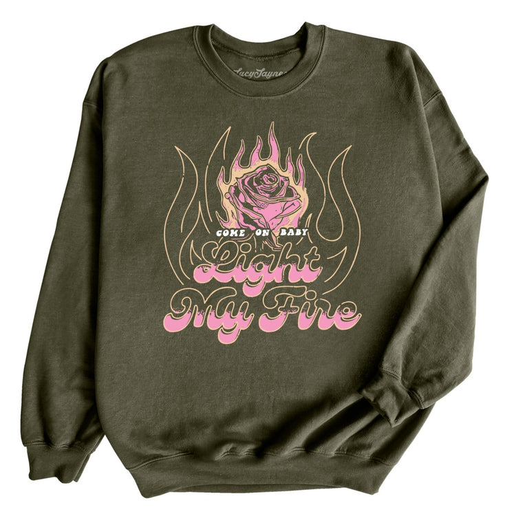 Light My Fire Graphic Sweatshirt - Military Green