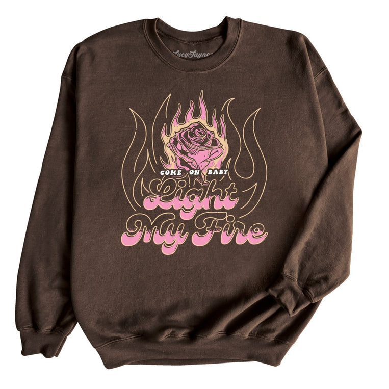 Light My Fire Graphic Sweatshirt - Dark Chocolate