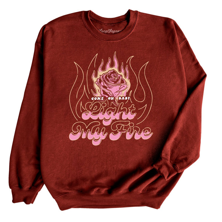 Light My Fire Graphic Sweatshirt - Garnet