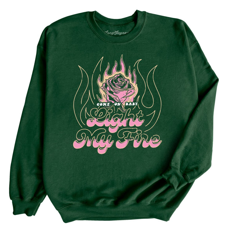 Light My Fire Graphic Sweatshirt - Forest