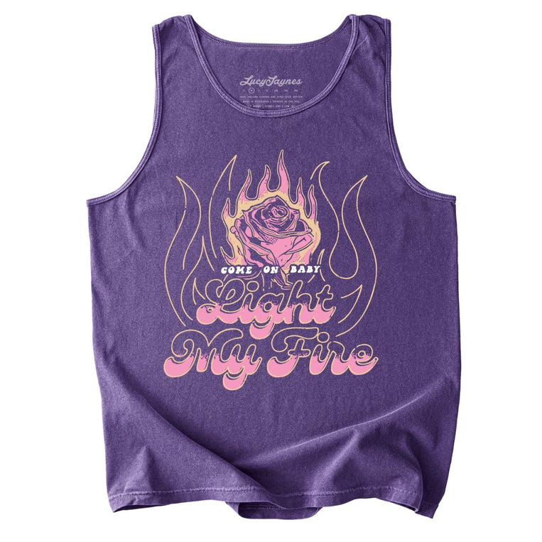 Light My Fire Comfort Colors Graphic Tank Top - Grape
