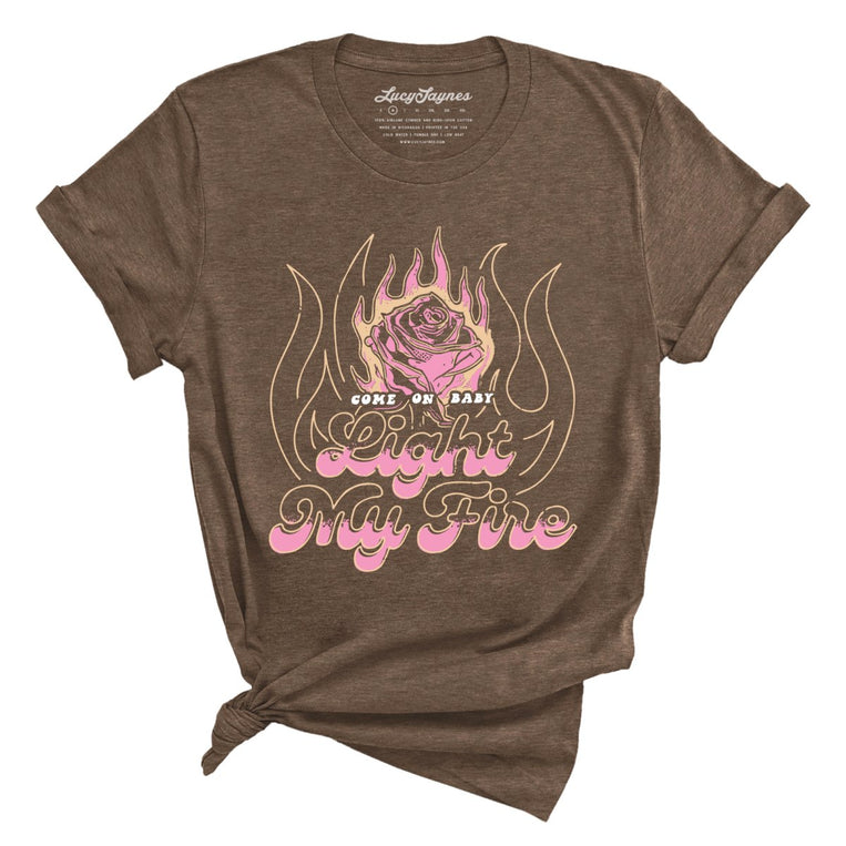 Light My Fire Graphic Tee - Heather Brown