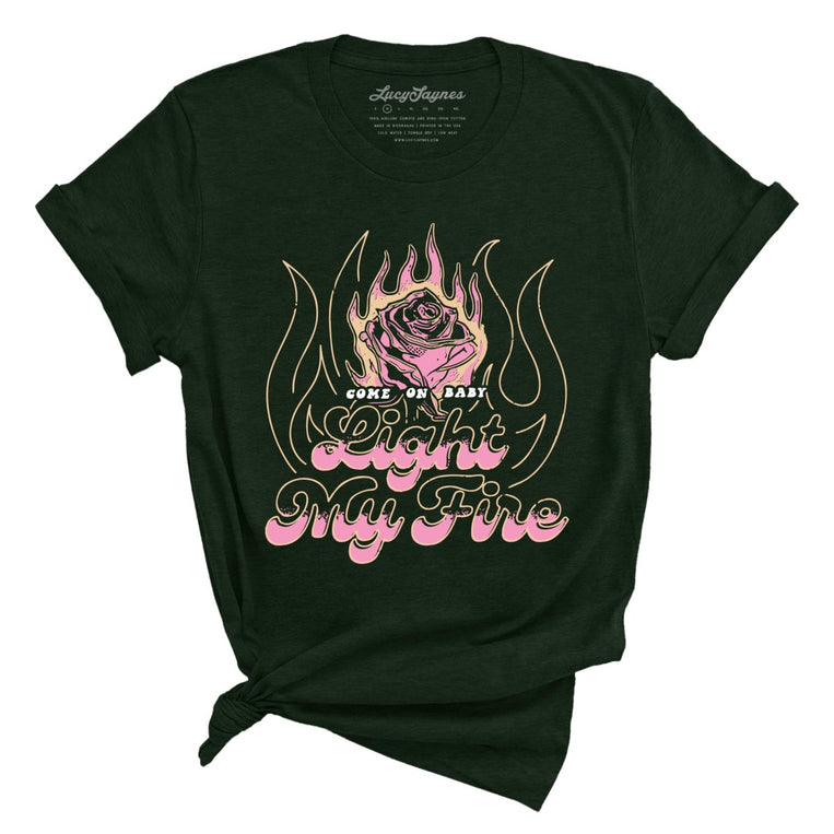 Light My Fire Graphic Tee - Heather Emerald