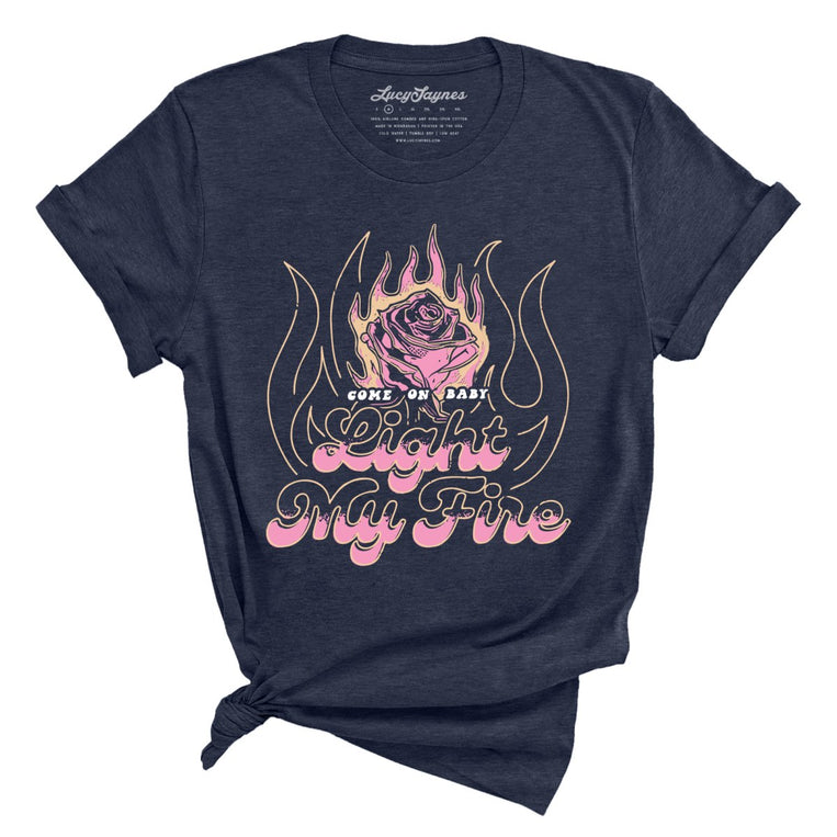 Light My Fire Graphic Tee - Heather Midnight Navy