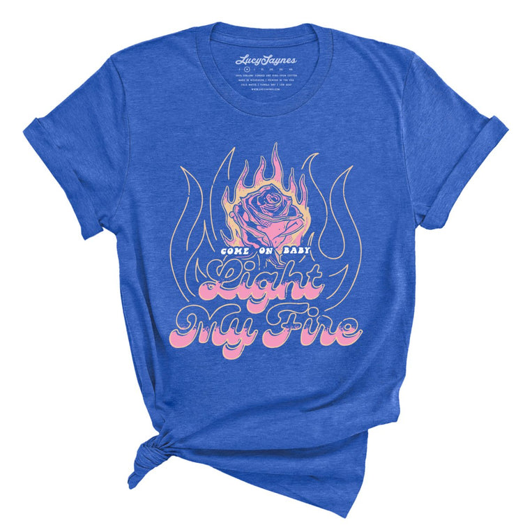 Light My Fire Graphic Tee - Heather True Royal