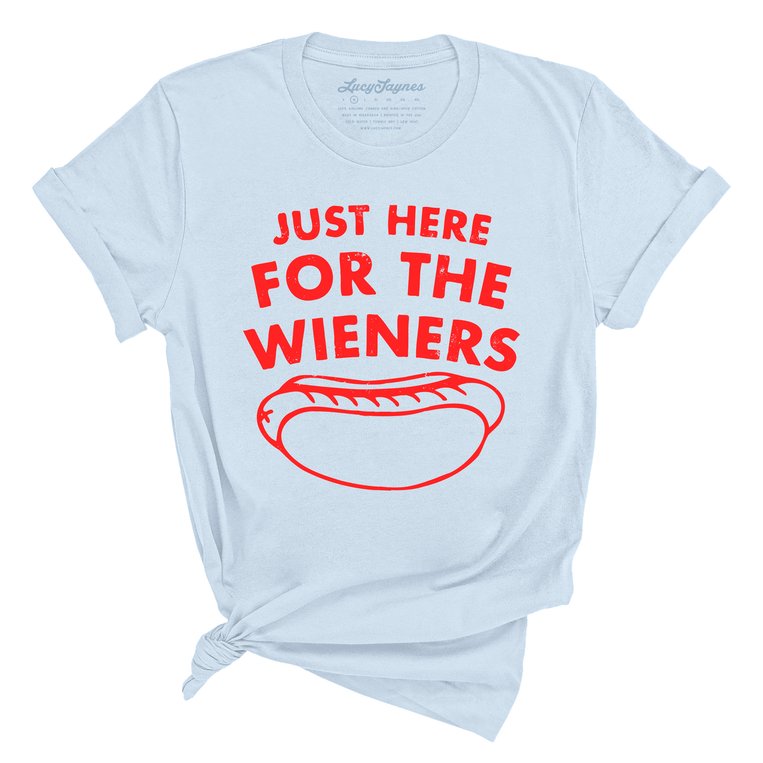 Just Here For The Wieners Graphic Tee - Light Blue