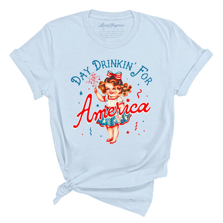 Day Drinkin' For America Graphic Tee - Light Blue