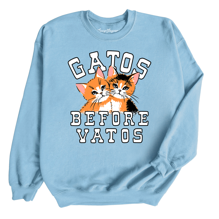 Gatos Before Vatos Graphic Sweatshirt - Light Blue