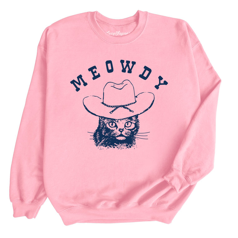 Meowdy Graphic Sweatshirt - Light Pink