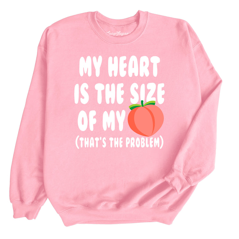 My Heart Is The Size Of My Butt Graphic Sweatshirt - Light Pink