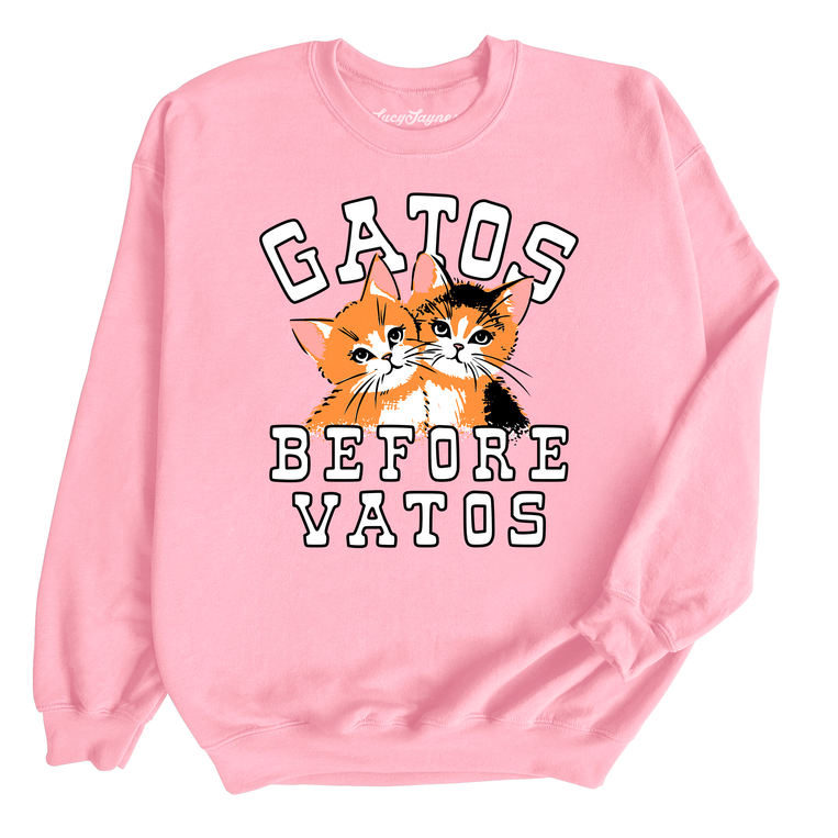 Gatos Before Vatos Graphic Sweatshirt - Light Pink