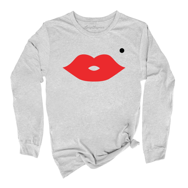 Lips Graphic Long Sleeve Tee - Athletic Heather