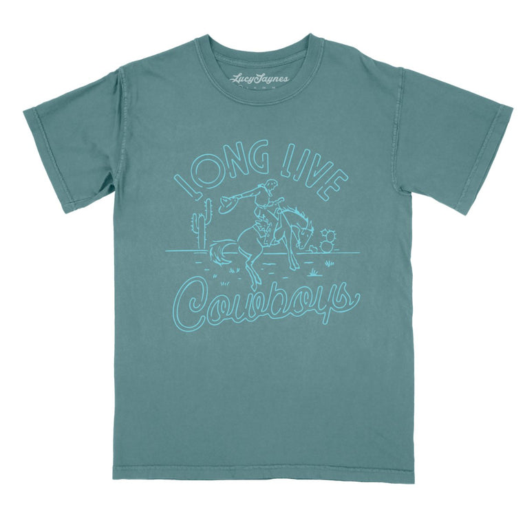 Long Live Cowboys Comfort Colors Graphic Tee - Blue Spruce