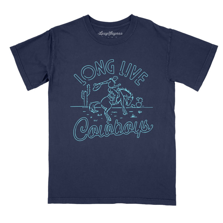 Long Live Cowboys Comfort Colors Graphic Tee - True Navy