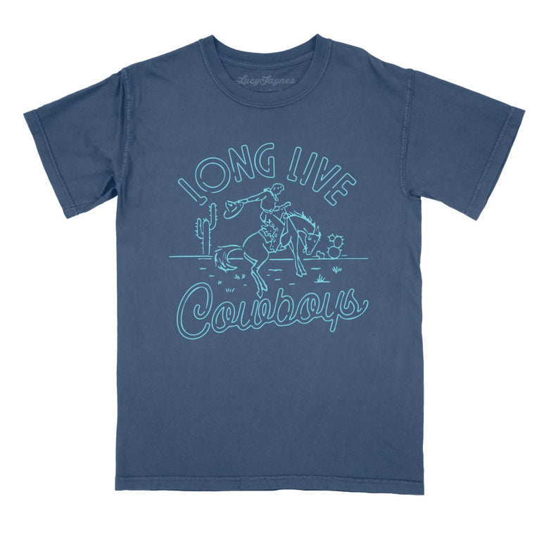 Long Live Cowboys Comfort Colors Graphic Tee - Denim
