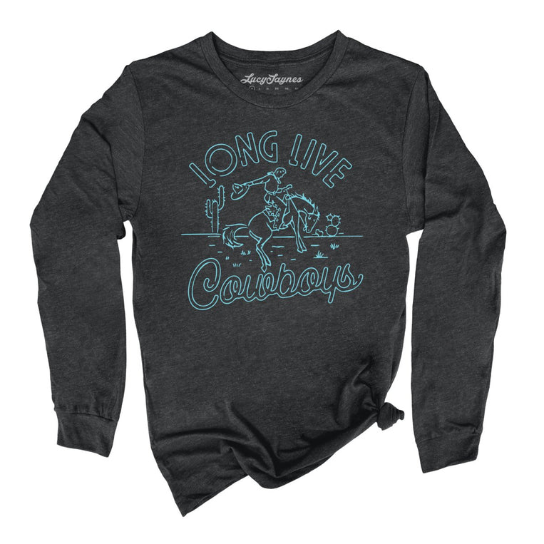Long Live Cowboys Graphic Long Sleeve Tee - Dark Grey Heather