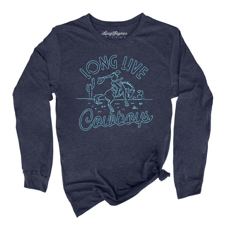 Long Live Cowboys Graphic Long Sleeve Tee - Heather Navy