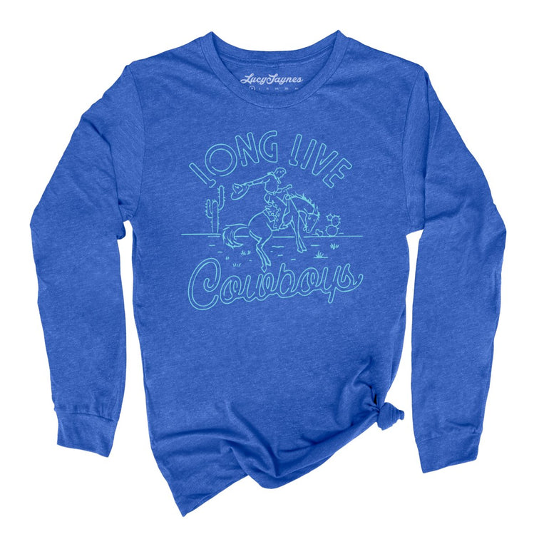 Long Live Cowboys Graphic Long Sleeve Tee - Heather True Royal